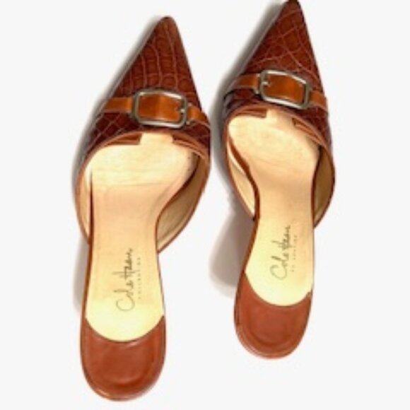 Cole Haan Shoes - Vintage Cole Haan Collection Brown Slide Leather Mule, Made in Italy
